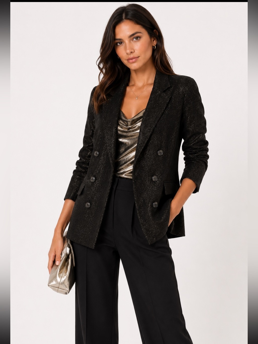 Express Black Double-Breasted Knit Blazer